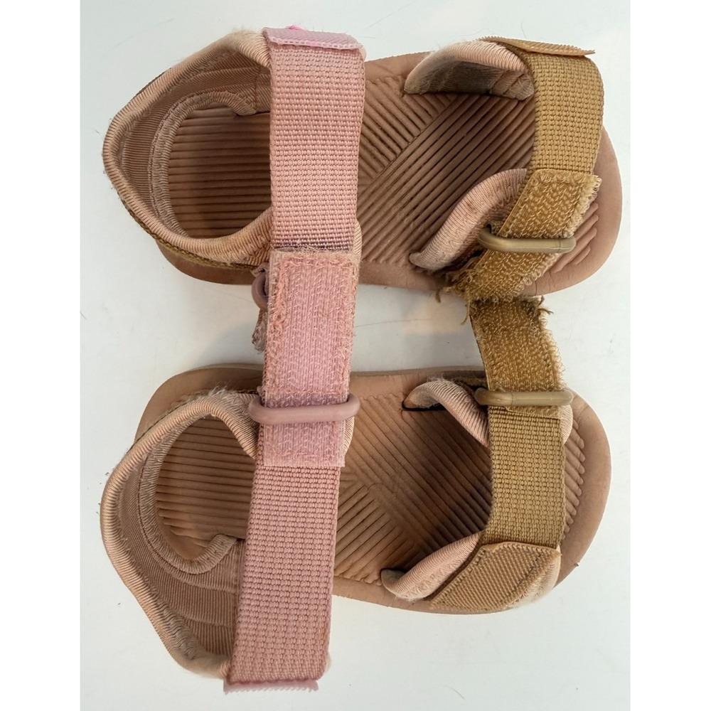 Unbranded Pink Tan Webbing Strap Sporty Sandals | Toddler Girl's Size US 5.5 - Picture 7 of 8